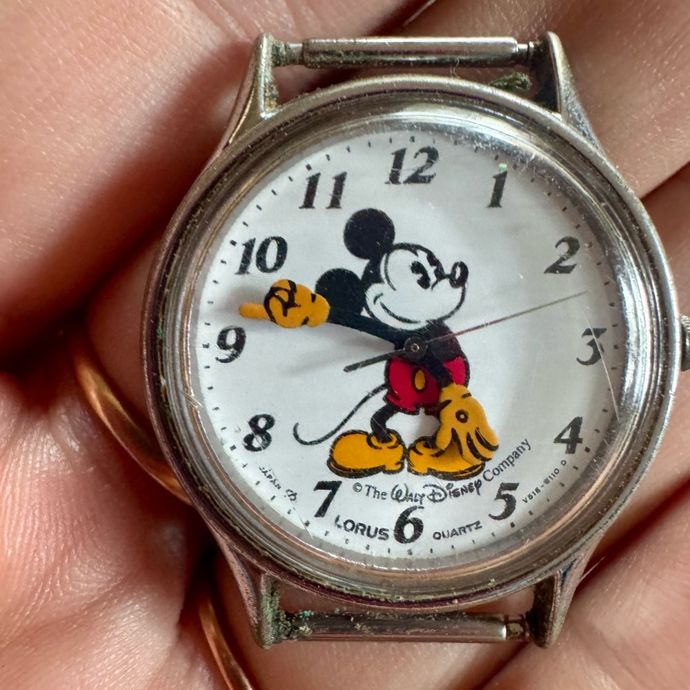 Disney Silver and White Mickey Mouse Wristwatch